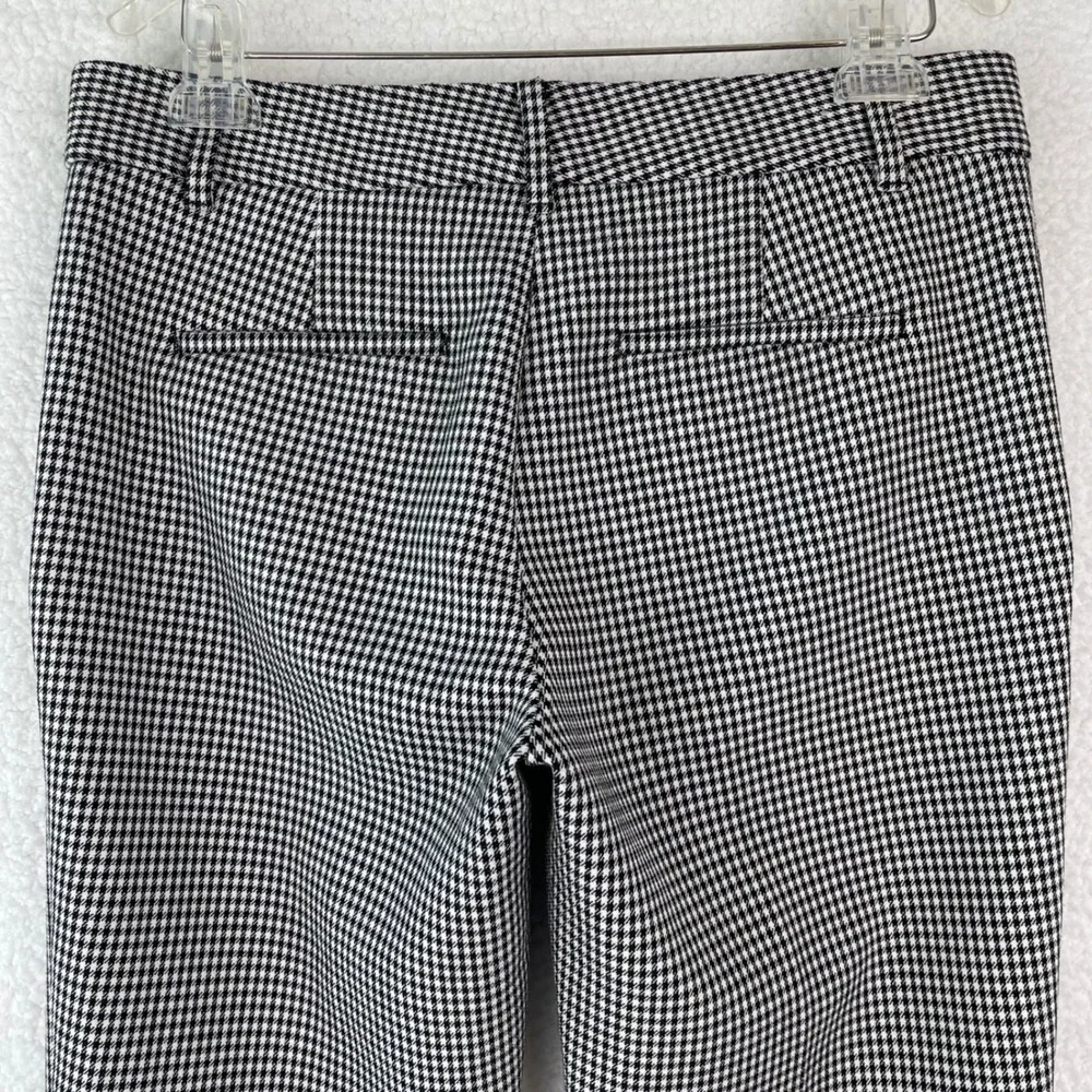 Ann Taylor Devin Fit Houndstooth Ankle Dress Pants Black White Womens 6